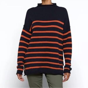 Madewell Whitworth Navy and Orange Striped Sweater